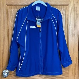 Xara Bolton Jacket - royal blue with white  piping, zipper closure front…